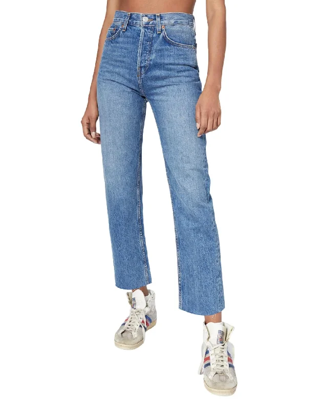 70's High Rise Stove Pipe Jean In Medium Vain