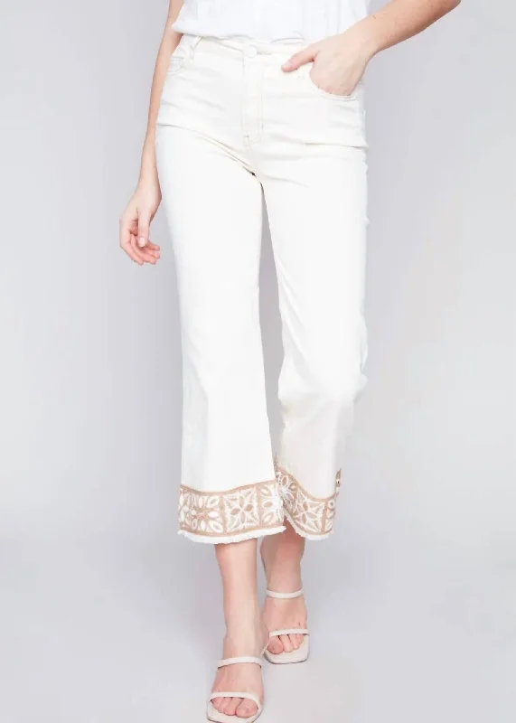 Ankle Stretch Twill Pants In White