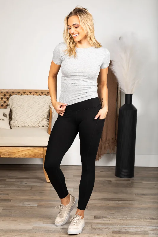 Black Buttery Soft Leggings With Pockets