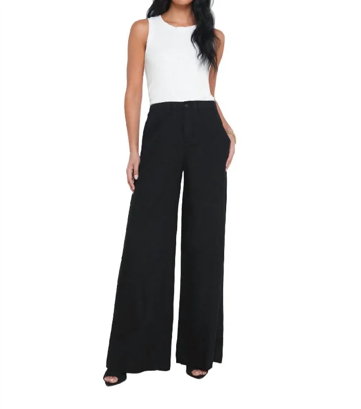 Brie Wide Leg Linen Pant In Black