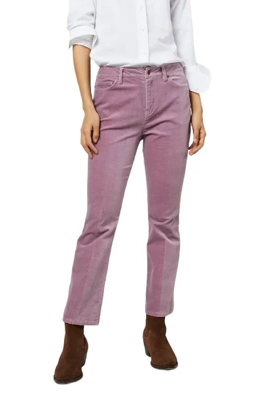 Flare Cropped Five Pocket Jeans In Lavender Velveteen