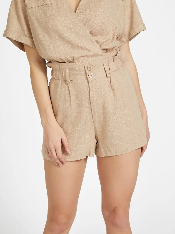 Harly Linen-Blend Paperbag Shorts