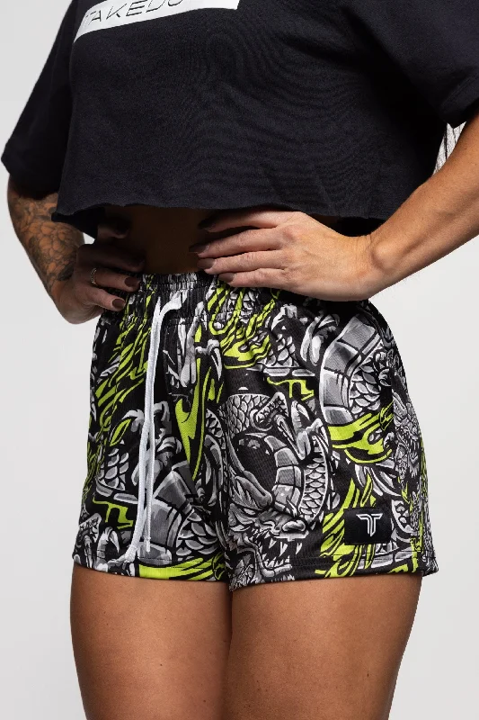 Iron Dragon Women's Gym Short (3" Inseam) - Black Acid