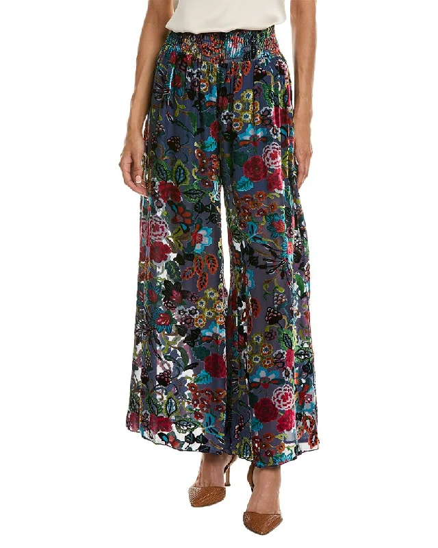 Johnny Was Minto Burnout Rachel Silk-Blend Pant