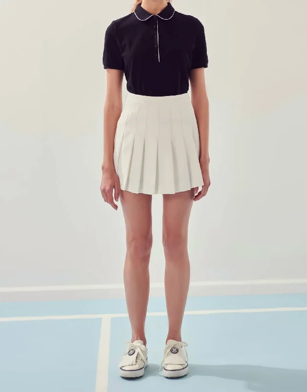 Pleated Tennis Skort In White