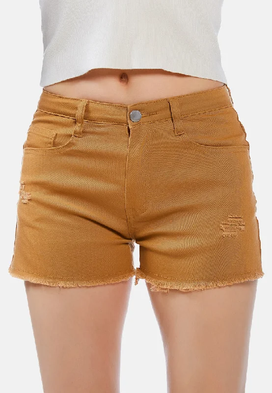 raw hem denim shorts