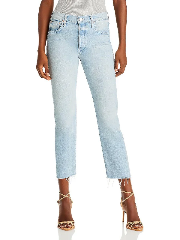 Womens Denim Raw Hem Ankle Jeans