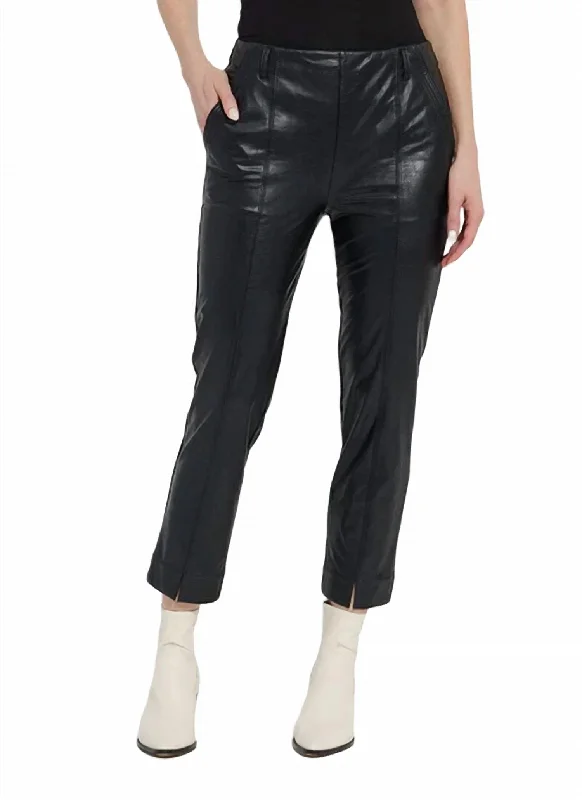 Andrea Crop Vegan Leather Trouser In Black