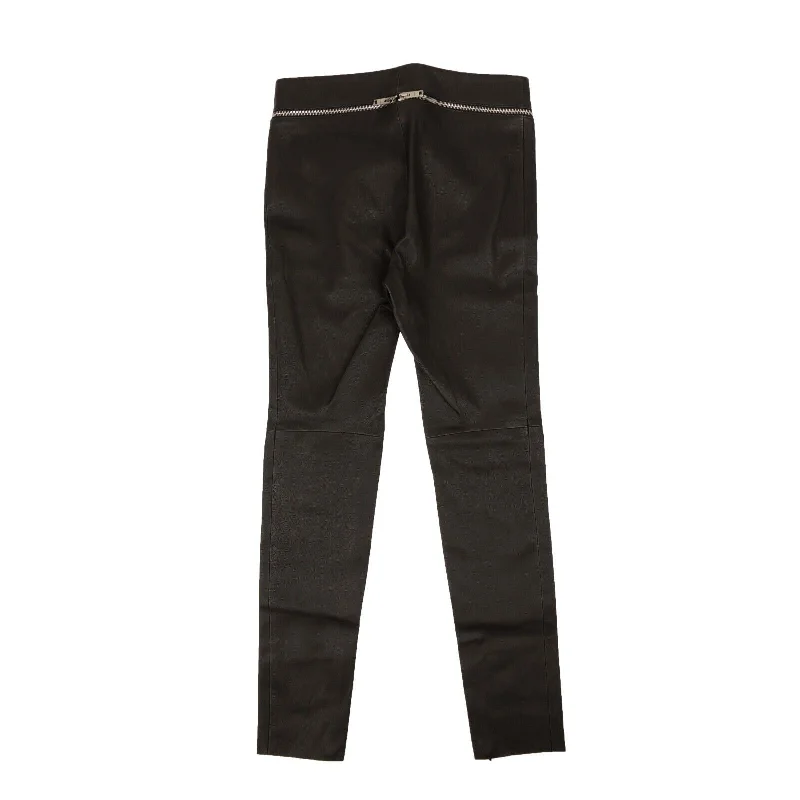 Black Leather Zip Detail Pants