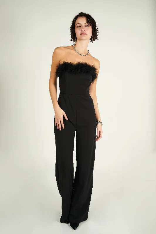 Sleeveless jumpsuit with feathers - AP1468-X2 - (E-B1)