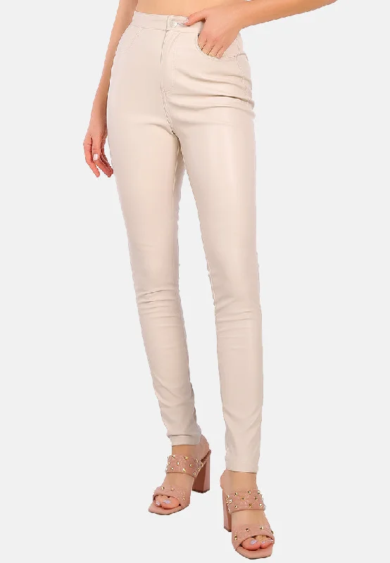 Faux Leather High Waist Skinny Trousers