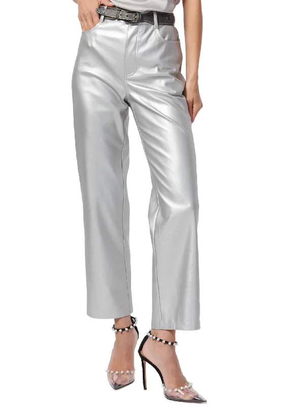 Hanie Vegan Leather Pant In Silver