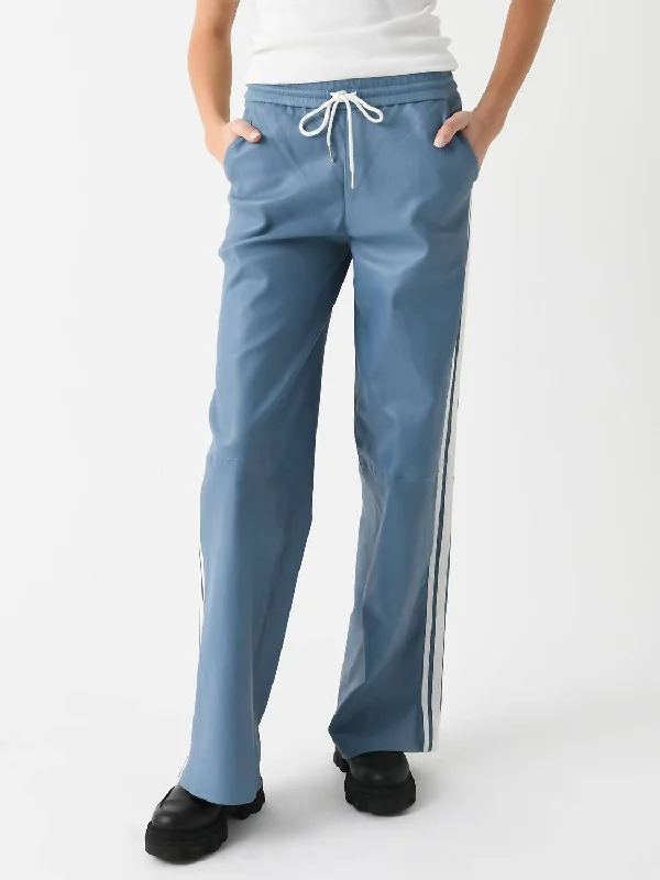 Leather Athletic Drawstring Pant In Chambray/white