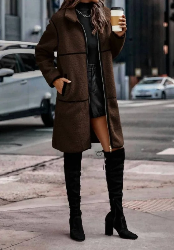 Ny Street-Style Fleece Coat In Brown