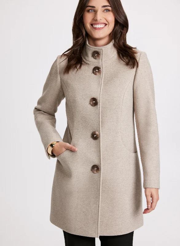 Stretch Wool Blend Coat