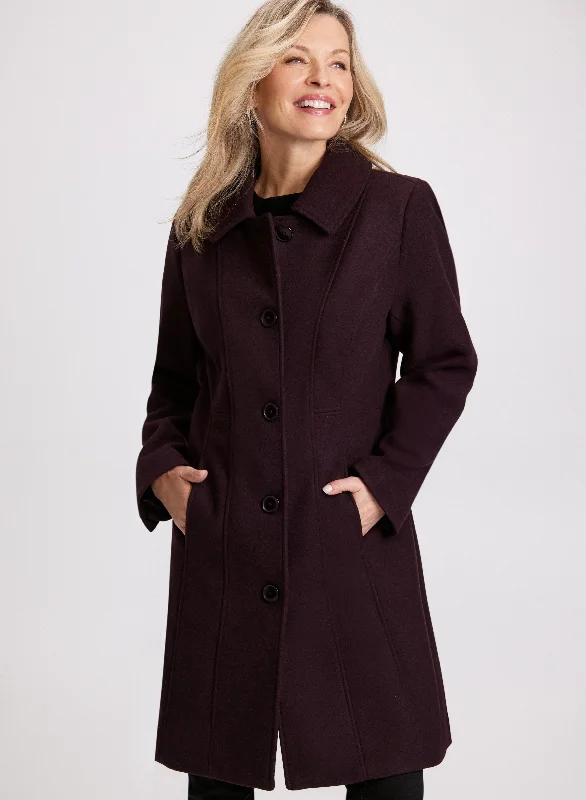 Stretch Wool Blend Coat