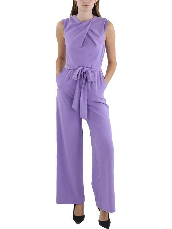 Womens Cross Neck Wide Leg Jumpsuit