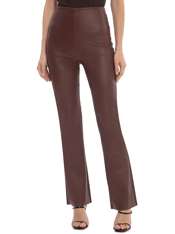 Womens Faux Leather Flare Leggings