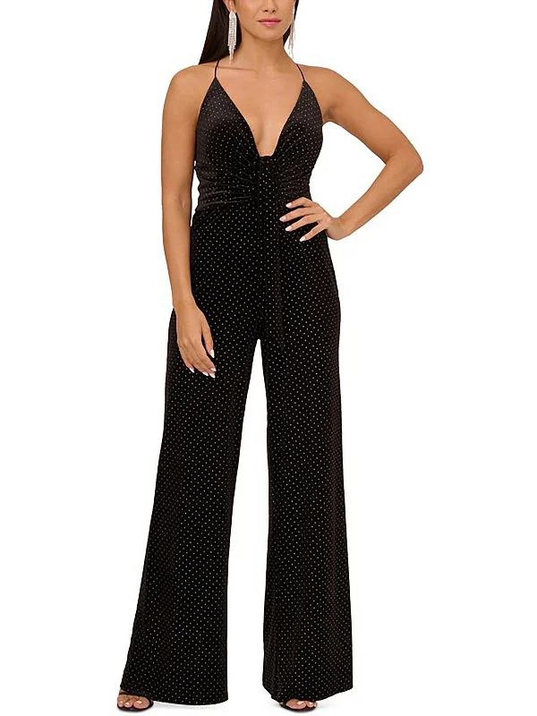 Womens Velvet Metallic Jumpsuit