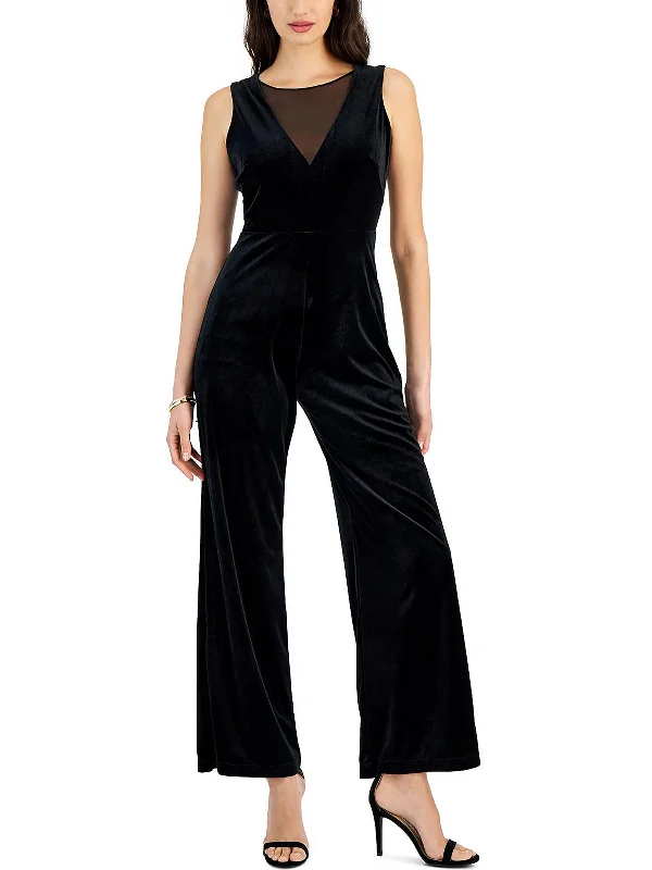 Womens Velvet Sleeveless Velvet Jumpsuit