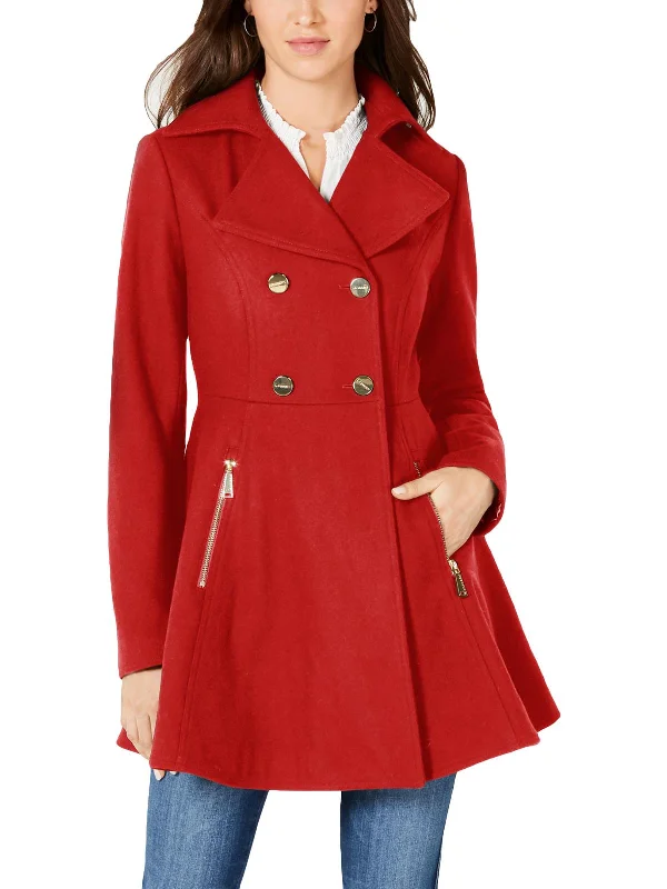 Womens Wool Blend Midi Pea Coat