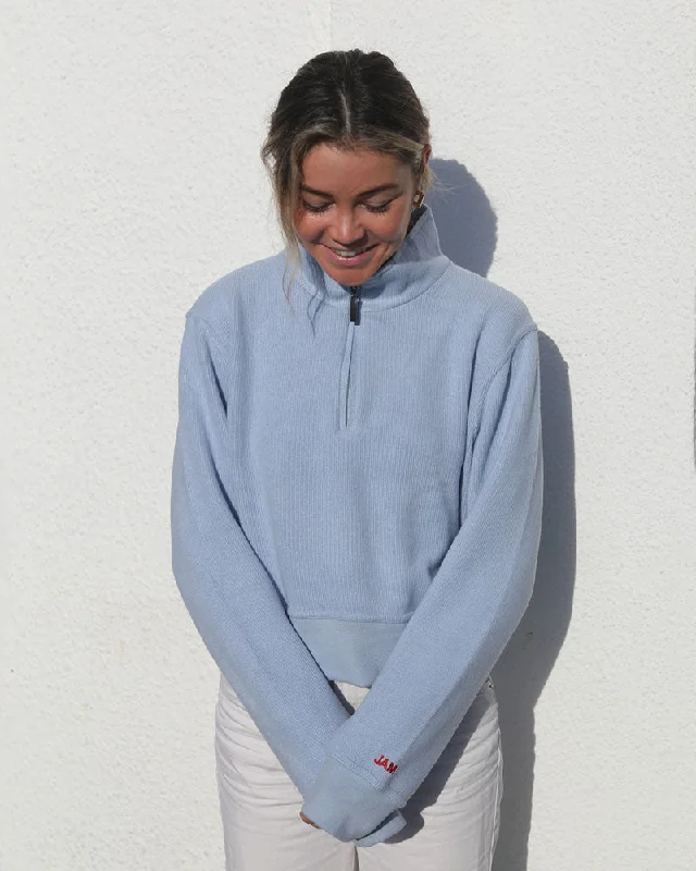 Cropped 1/4 zip | Baby Blue