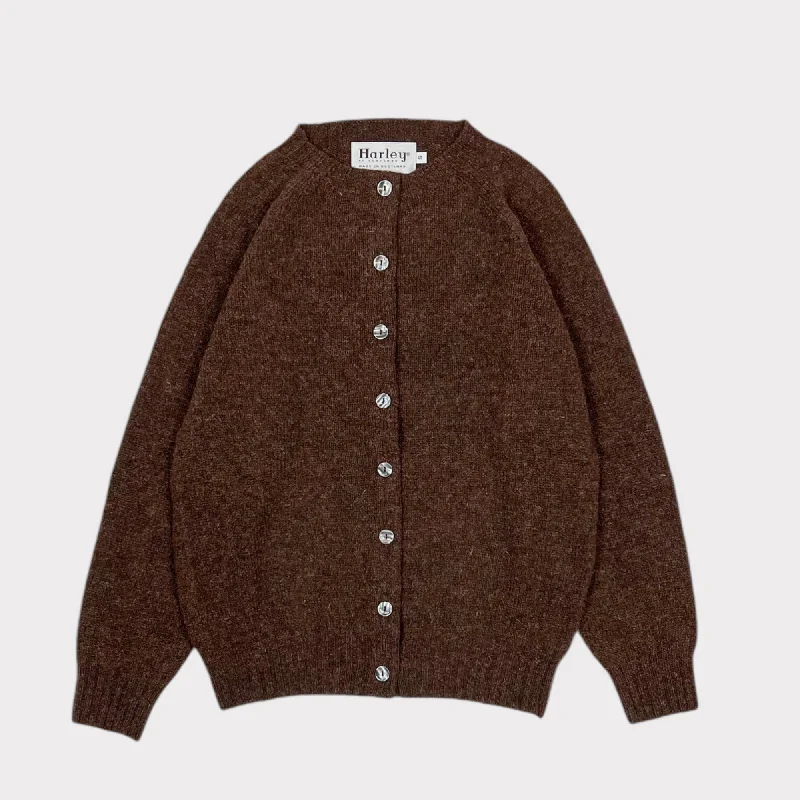 Harley Of Scotland Super Soft Cardigan Coffee