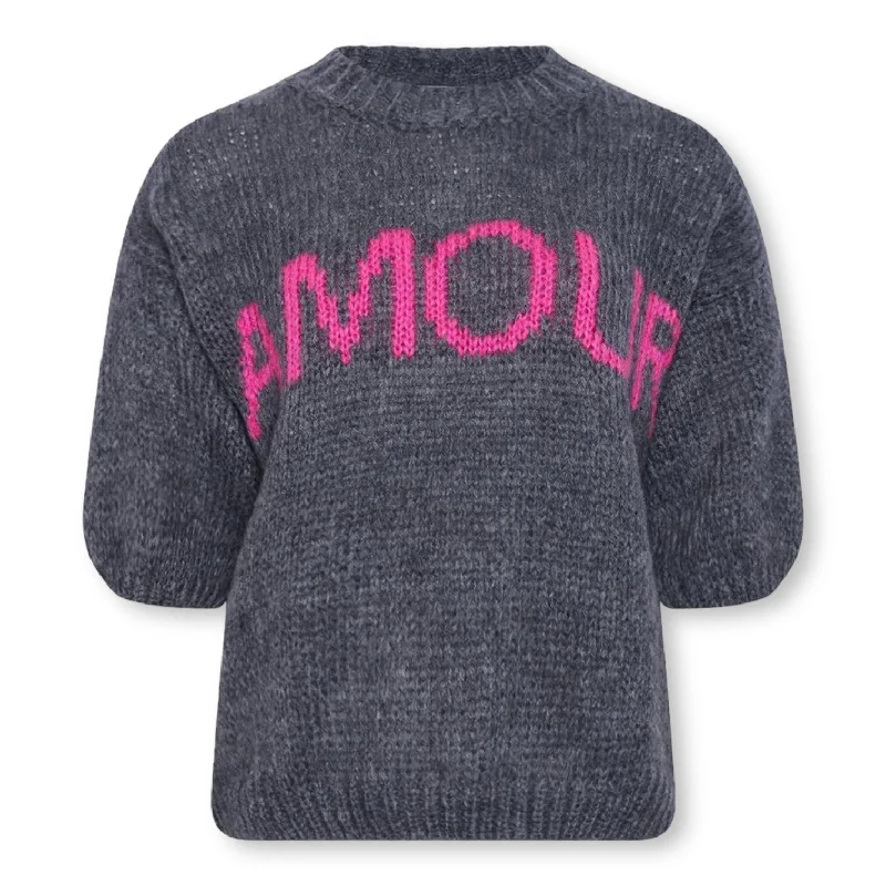 Noella Amour Knit Dark Grey Pink Combo