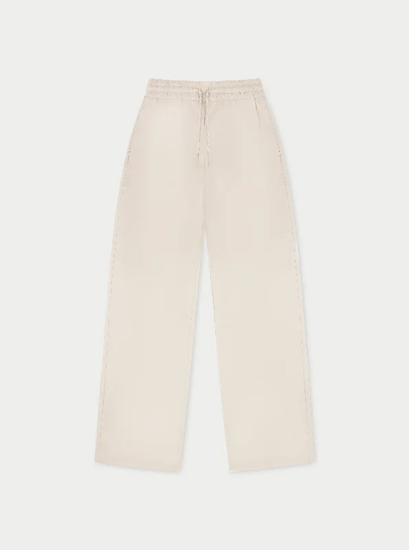 SATIN EMBLEM TROUSERS - BEIGE