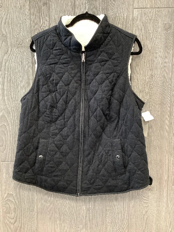 Vest Faux Fur & Sherpa By Croft And Barrow In Black & White, Size: Xl