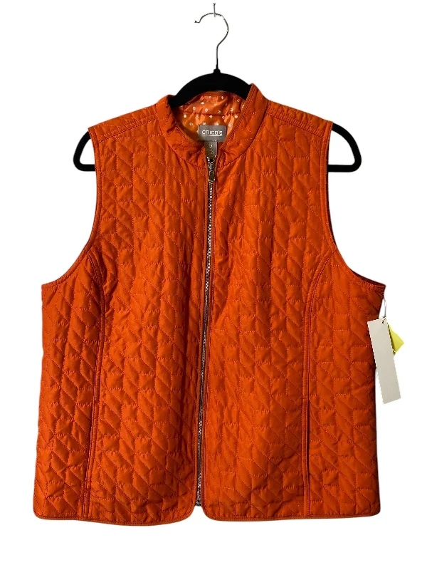 Vest Puffer & Quilted By Chicos In Orange, Size: L