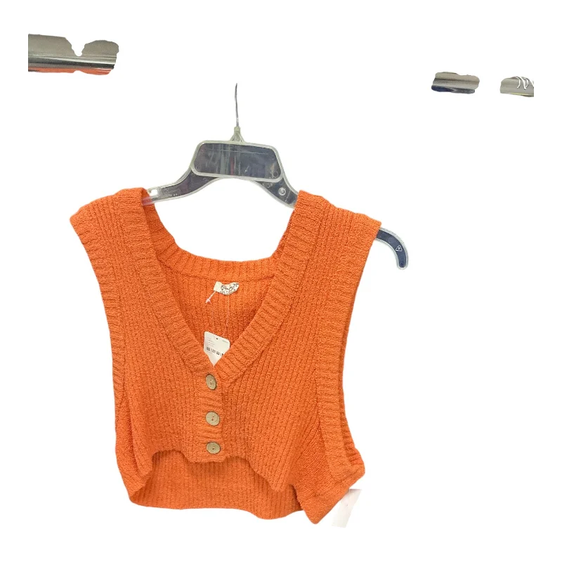 Vest Sweater By Clothes Mentor In Orange, Size: L