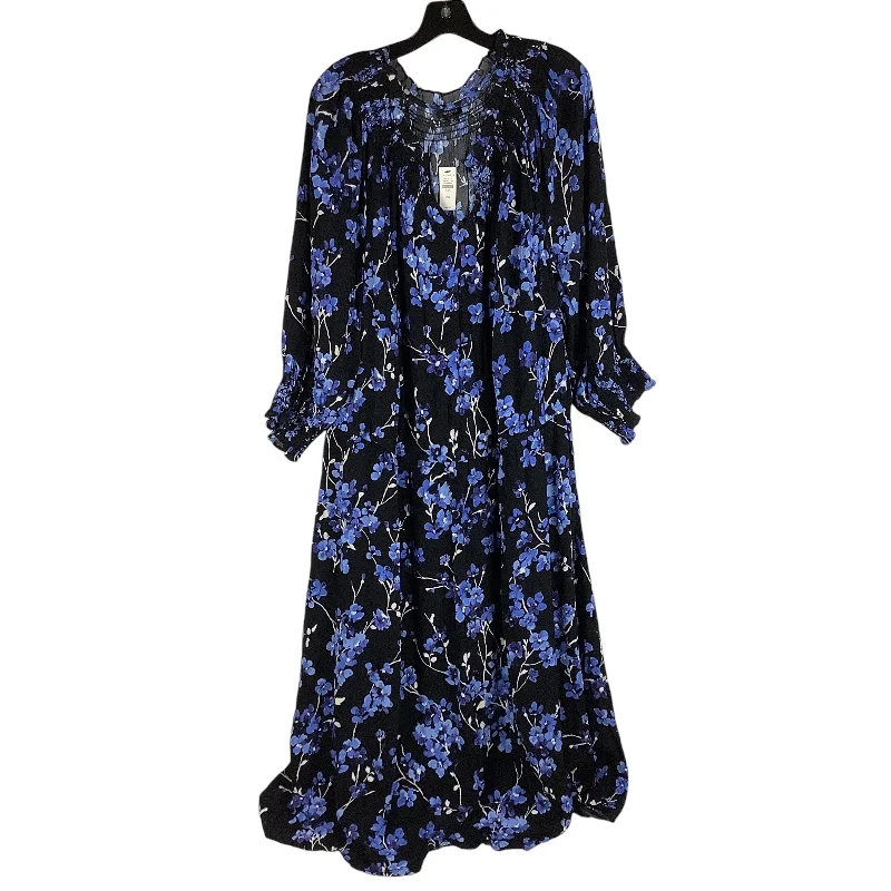 Dress Casual Maxi By Talbots In Black & Blue, Size: 2x