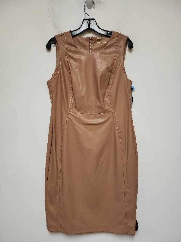 Dress Casual Midi By Calvin Klein In Tan, Size: M