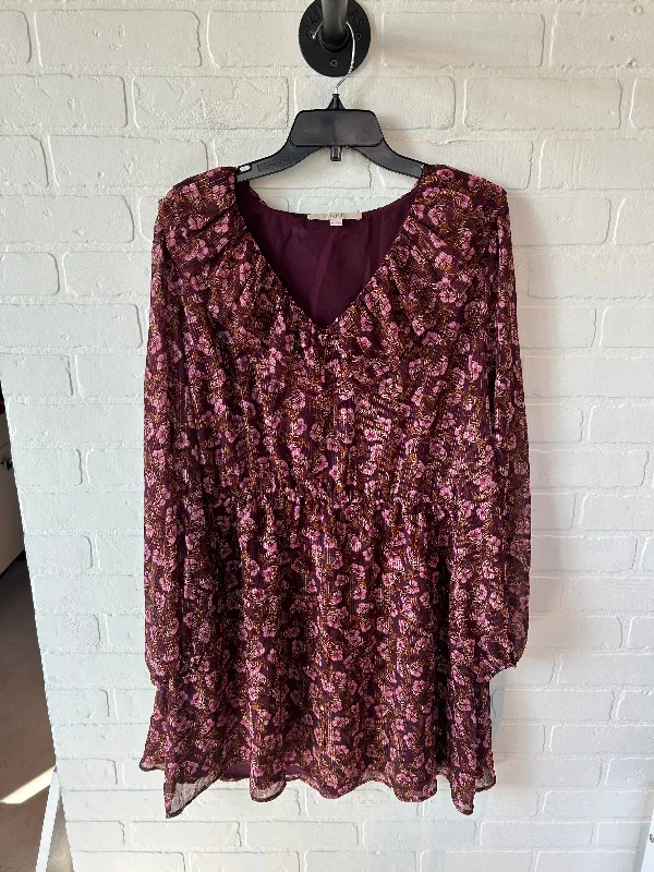 Dress Casual Midi By Loft In Floral Print, Size: Xl